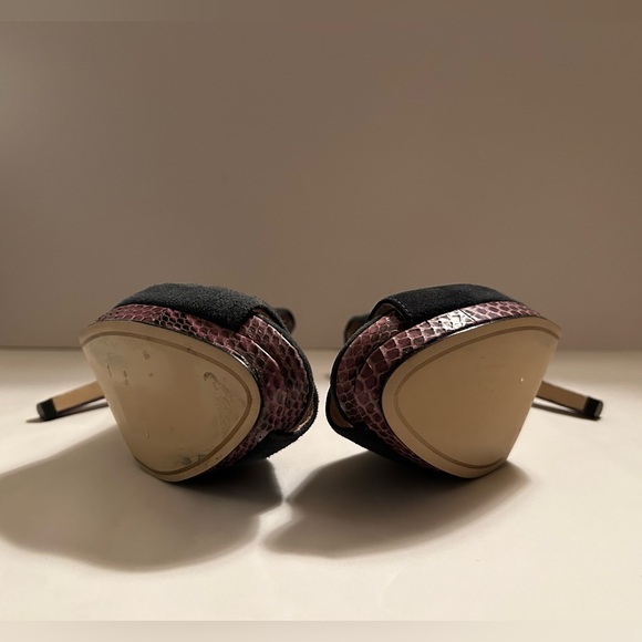 JOAN & DAVID - Blue Suede Purple Snake OpenToe High Heel Platforms - Sz 7M - Picture 10 of 14